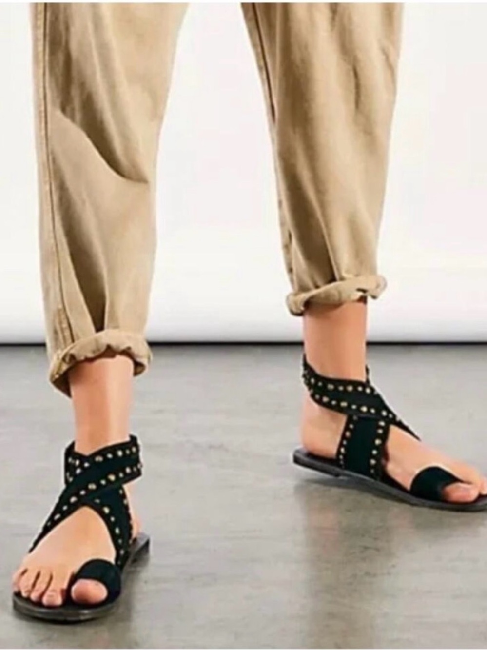 Free People black suede studded wrap sandals